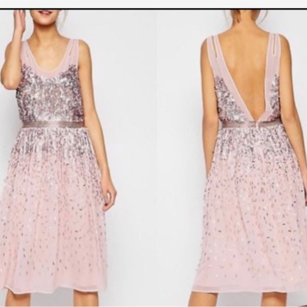 French Connection Petal Pink Sequin Cocktail Dress